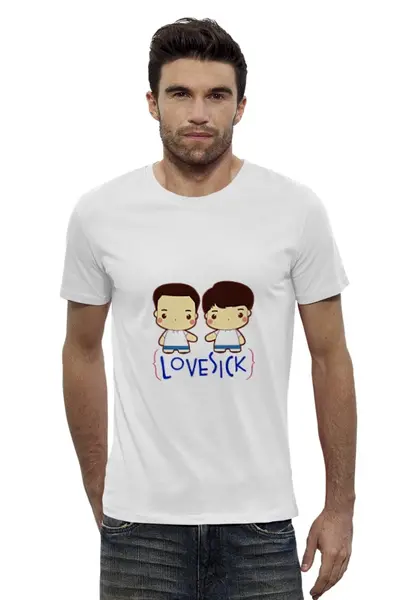 Заказать мужскую футболку в Москве. Футболка базовая Love Sick от dex-ter-83@yandex.ru - готовые дизайны и нанесение принтов.