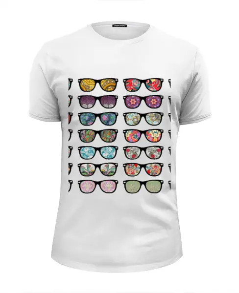Заказать мужскую футболку в Москве. Футболка базовая Sunglasses от хэлен - готовые дизайны и нанесение принтов.