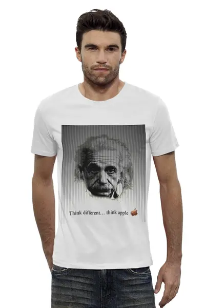 Заказать мужскую футболку в Москве. Футболка базовая Эйнштейн от aleksunybonii - готовые дизайны и нанесение принтов.