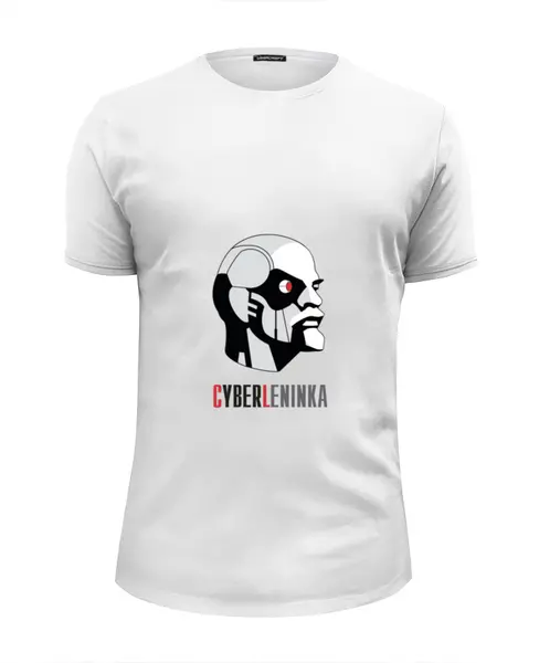 Заказать мужскую футболку в Москве. Футболка базовая КиберЛенинка от CyberLeninka - готовые дизайны и нанесение принтов.