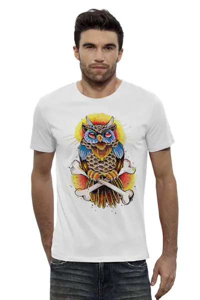 Заказать мужскую футболку в Москве. Футболка базовая Mysterious Owl от priceless - готовые дизайны и нанесение принтов.
