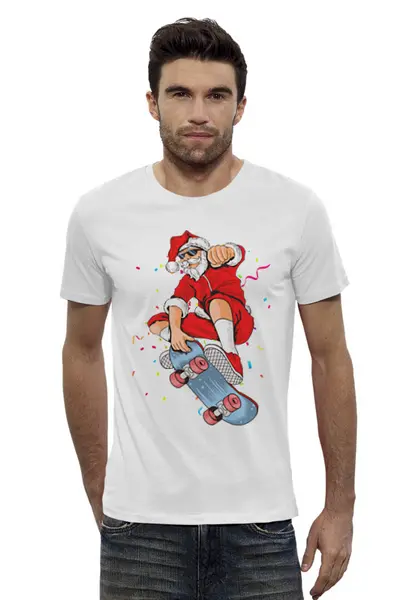 Заказать мужскую футболку в Москве. Футболка базовая Extreme Santa от balden - готовые дизайны и нанесение принтов.
