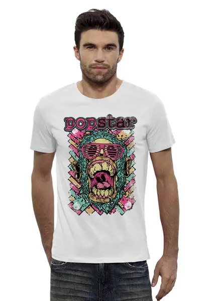 Заказать мужскую футболку в Москве. Футболка базовая Popstar от T-shirt print  - готовые дизайны и нанесение принтов.