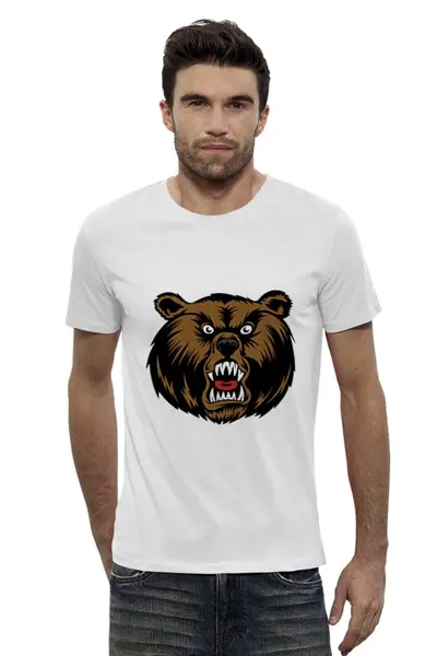 Заказать мужскую футболку в Москве. Футболка базовая Медведь от Polilog - готовые дизайны и нанесение принтов.