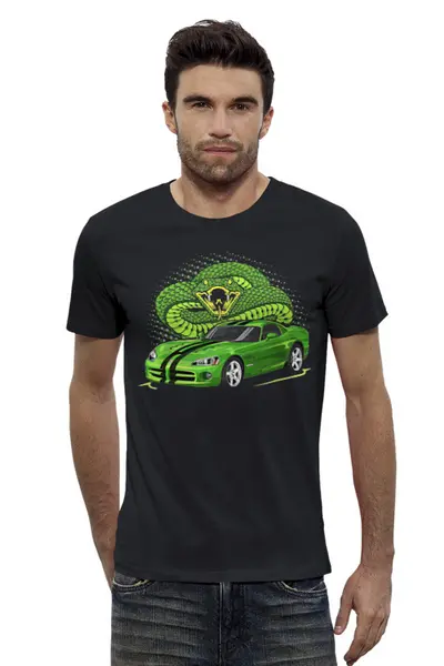 Заказать мужскую футболку в Москве. Футболка базовая ✪ Dodge Viper ✪ от balden - готовые дизайны и нанесение принтов.