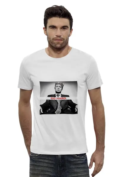 Заказать мужскую футболку в Москве. Футболка базовая Путин - GO HARD от clown - готовые дизайны и нанесение принтов.