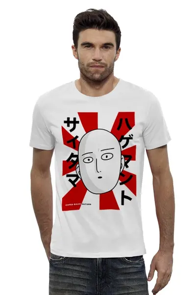 Заказать мужскую футболку в Москве. Футболка базовая Ванпанчмен от geekbox - готовые дизайны и нанесение принтов.