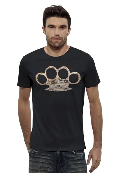 Заказать мужскую футболку в Москве. Футболка базовая Brass Knuckles Police от Leichenwagen - готовые дизайны и нанесение принтов.