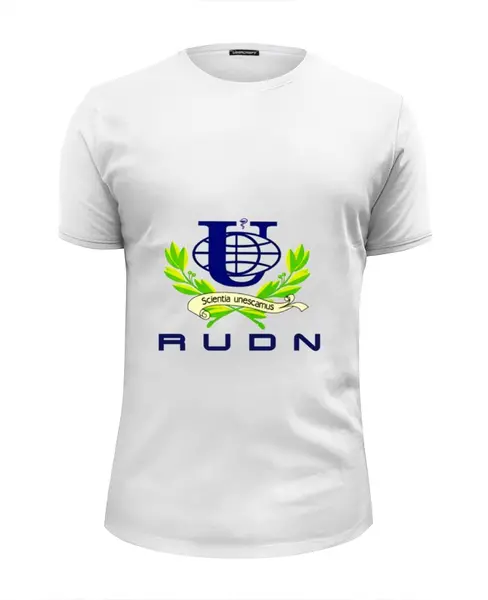 Заказать мужскую футболку в Москве. Футболка базовая РУДН-1 от fcsm9622 - готовые дизайны и нанесение принтов.