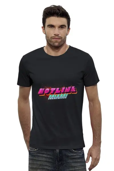 Заказать мужскую футболку в Москве. Футболка базовая Hotline Miami от AstArt - готовые дизайны и нанесение принтов.