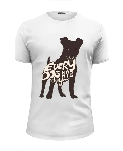 Заказать мужскую футболку в Москве. Футболка базовая Happy dog от frau - готовые дизайны и нанесение принтов.