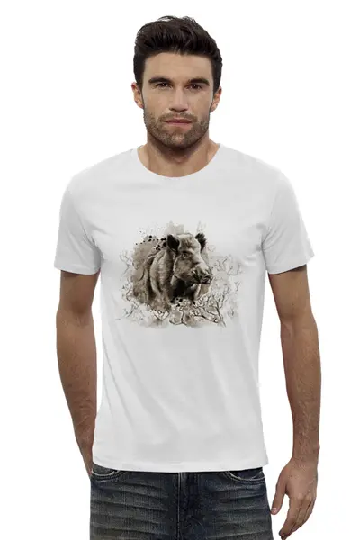 Заказать мужскую футболку в Москве. Футболка базовая Кабан от T-shirt print  - готовые дизайны и нанесение принтов.