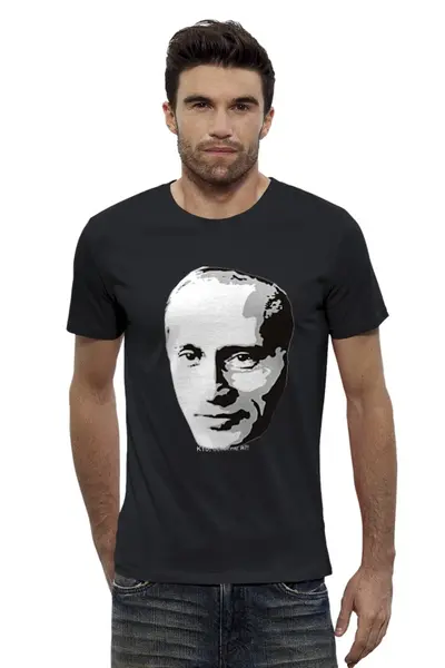 Заказать мужскую футболку в Москве. Футболка базовая "путин"  от Johny Makkeyn - готовые дизайны и нанесение принтов.