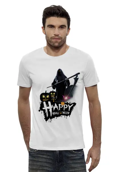 Заказать мужскую футболку в Москве. Футболка базовая Halloween   от T-shirt print  - готовые дизайны и нанесение принтов.