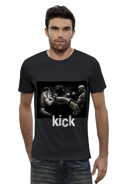 Заказать мужскую футболку в Москве. Футболка базовая kick boxing от seregin - готовые дизайны и нанесение принтов.
