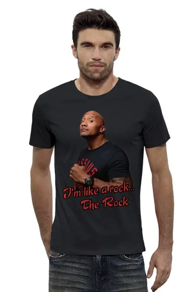 Заказать мужскую футболку в Москве. Футболка базовая Дуэйн Джонсон (Скала) - Dwayne Johnson (The Rock) от Chance777 - готовые дизайны и нанесение принтов.