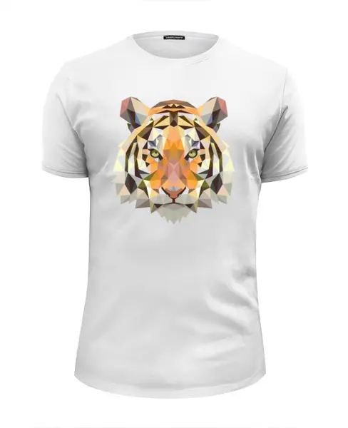Заказать мужскую футболку в Москве. Футболка базовая Полигональный тигр от oldman - готовые дизайны и нанесение принтов.