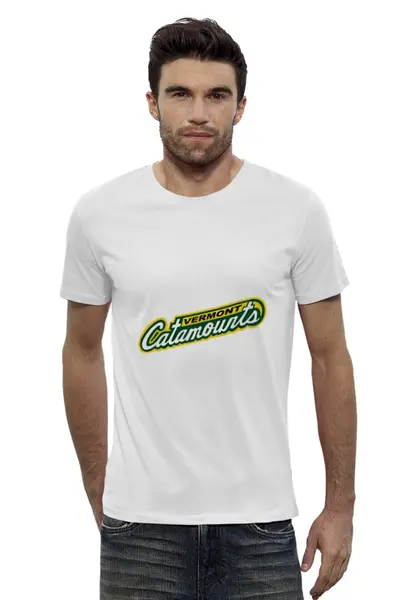 Заказать мужскую футболку в Москве. Футболка базовая Vermont Catamounts football от Hop Shop - готовые дизайны и нанесение принтов.