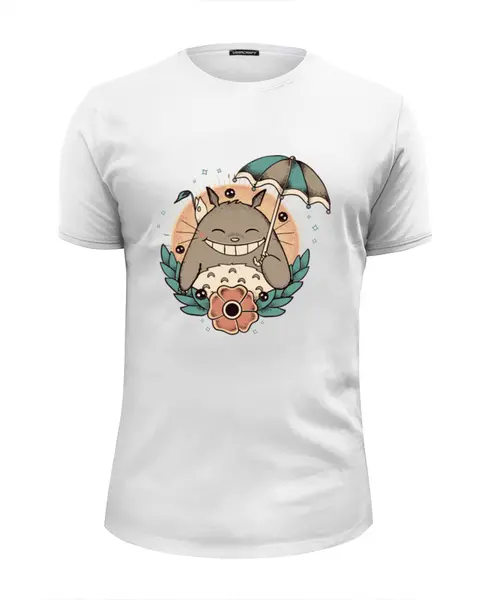Заказать мужскую футболку в Москве. Футболка базовая Smile Totoro от skynatural - готовые дизайны и нанесение принтов.