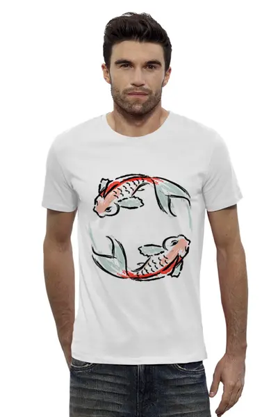 Заказать мужскую футболку в Москве. Футболка базовая Знак Зодиака Рыбы от BeliySlon - готовые дизайны и нанесение принтов.