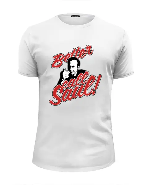 Заказать мужскую футболку в Москве. Футболка базовая Better Call Saul от gopotol - готовые дизайны и нанесение принтов.