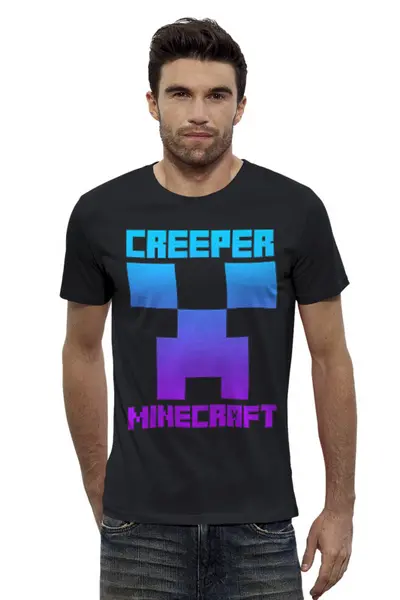 Заказать мужскую футболку в Москве. Футболка базовая MINECRAFT CREEPER от weeert - готовые дизайны и нанесение принтов.