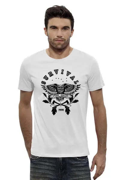 Заказать мужскую футболку в Москве. Футболка базовая OWL. SURVIVAL от Алексс Неро - готовые дизайны и нанесение принтов.