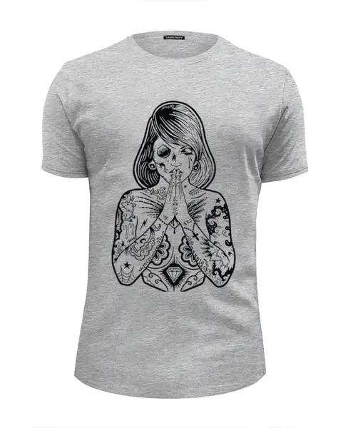Заказать мужскую футболку в Москве. Футболка базовая tattoo girl от ИНДИГО - готовые дизайны и нанесение принтов.