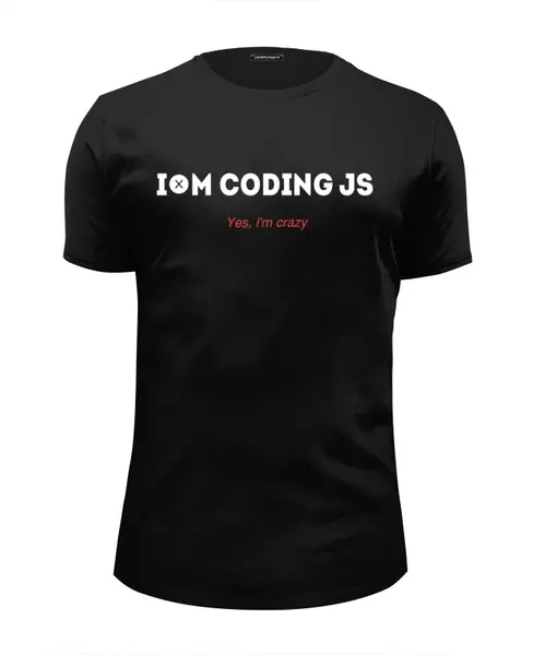 Заказать мужскую футболку в Москве. Футболка базовая I'm coding JS от Bad_Proger - готовые дизайны и нанесение принтов.