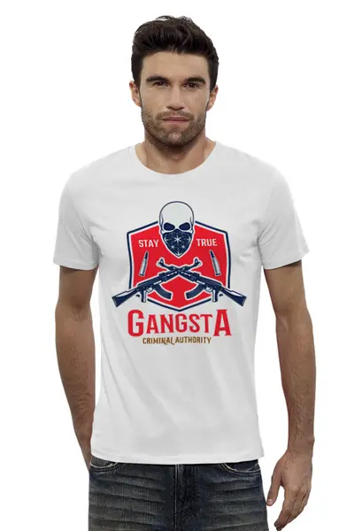 Заказать мужскую футболку в Москве. Футболка базовая GANGSTA от balden - готовые дизайны и нанесение принтов.