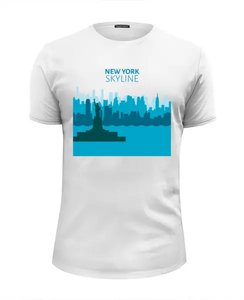 Заказать мужскую футболку в Москве. Футболка базовая New York SKYLINE от balden - готовые дизайны и нанесение принтов.