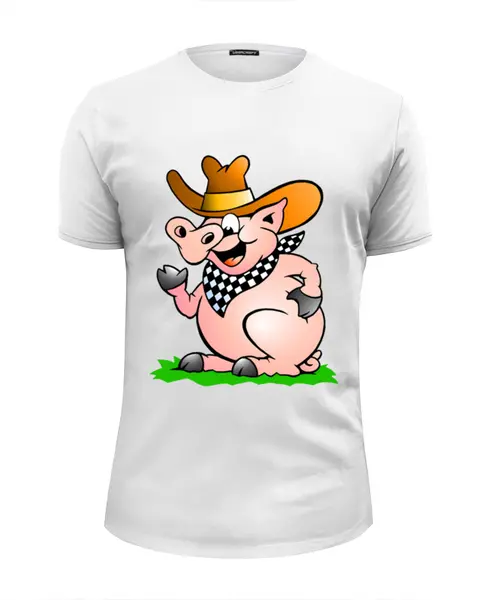 Заказать мужскую футболку в Москве. Футболка базовая Свинья от T-shirt print  - готовые дизайны и нанесение принтов.