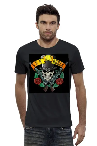 Заказать мужскую футболку в Москве. Футболка базовая Guns'n'roses от Андрей Новиков - готовые дизайны и нанесение принтов.