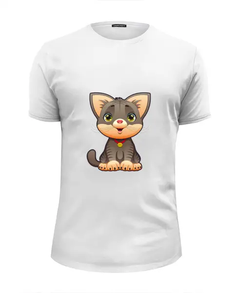 Заказать мужскую футболку в Москве. Футболка базовая Милый котёнок от Yaroslava - готовые дизайны и нанесение принтов.
