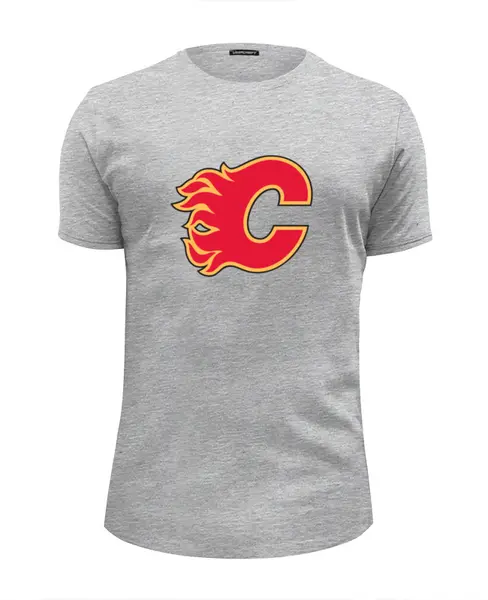 Заказать мужскую футболку в Москве. Футболка базовая Calgary Flames / NHL Canada от KinoArt - готовые дизайны и нанесение принтов.