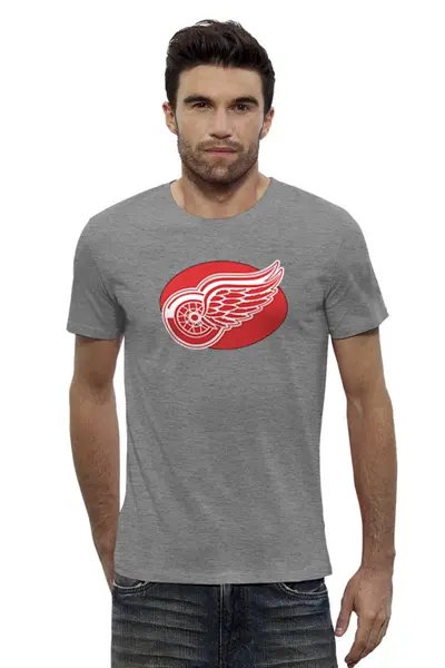 Заказать мужскую футболку в Москве. Футболка базовая Detroit Red Wings / NHL USA от KinoArt - готовые дизайны и нанесение принтов.