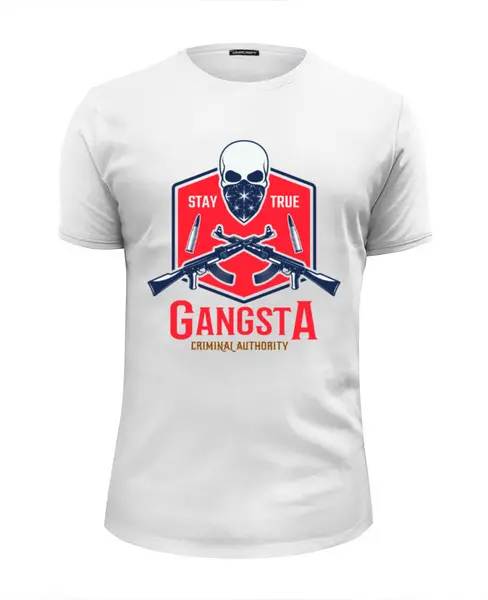 Заказать мужскую футболку в Москве. Футболка базовая GANGSTA от balden - готовые дизайны и нанесение принтов.
