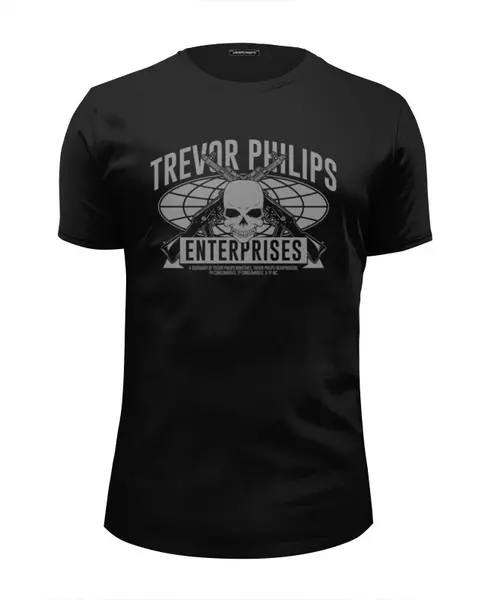 Заказать мужскую футболку в Москве. Футболка базовая GTA 5. Trevor Philips Enterprises от geekbox - готовые дизайны и нанесение принтов.