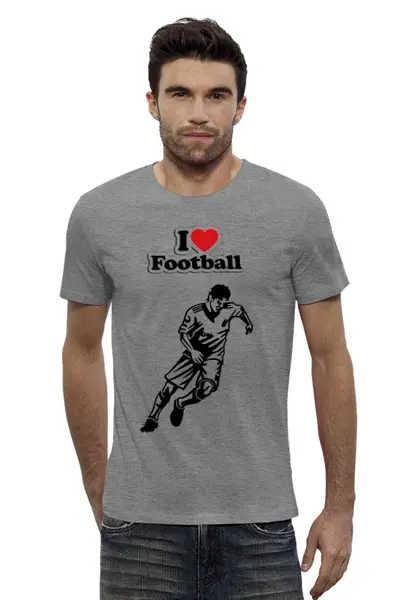 Заказать мужскую футболку в Москве. Футболка базовая Я люблю футбол  от ПРИНТЫ ПЕЧАТЬ  - готовые дизайны и нанесение принтов.