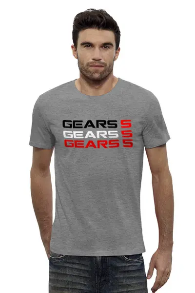 Заказать мужскую футболку в Москве. Футболка базовая Gears 5 от THE_NISE  - готовые дизайны и нанесение принтов.