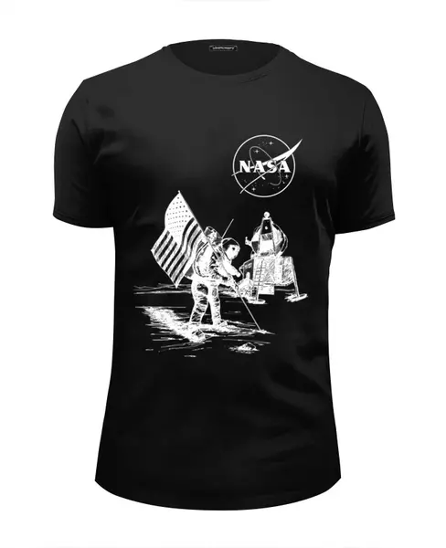 Заказать мужскую футболку в Москве. Футболка базовая NASA | НАСА от The Spaceway  - готовые дизайны и нанесение принтов.