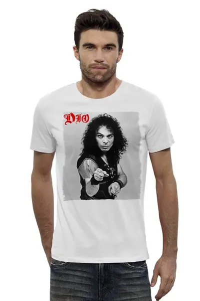 Заказать мужскую футболку в Москве. Футболка базовая Ronnie James Dio от Leichenwagen - готовые дизайны и нанесение принтов.