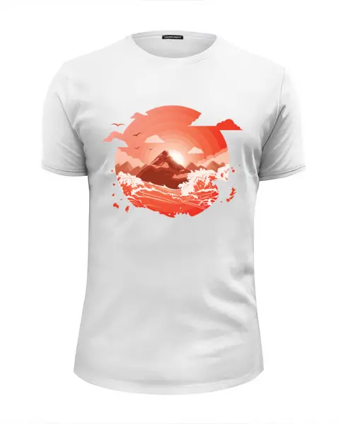 Заказать мужскую футболку в Москве. Футболка базовая Красный закат от goljakovai@mail.ru - готовые дизайны и нанесение принтов.