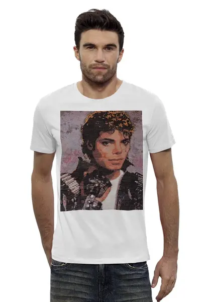 Заказать мужскую футболку в Москве. Футболка базовая Майкл Джексон от kan - готовые дизайны и нанесение принтов.