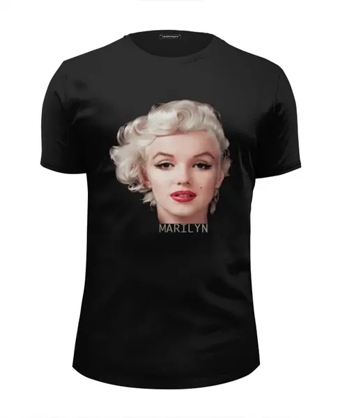 Заказать мужскую футболку в Москве. Футболка базовая Marilyn Monroe black от KinoArt - готовые дизайны и нанесение принтов.