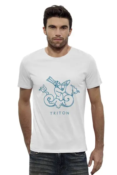 Заказать мужскую футболку в Москве. Футболка базовая Тритон от BeliySlon - готовые дизайны и нанесение принтов.