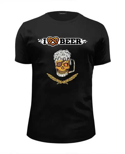 Заказать мужскую футболку в Москве. Футболка базовая Я люблю пиво от Leichenwagen - готовые дизайны и нанесение принтов.