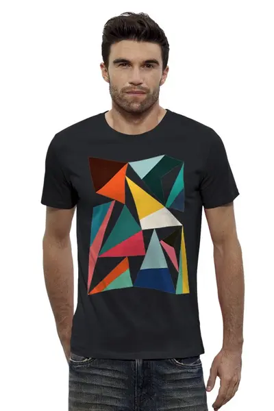Заказать мужскую футболку в Москве. Футболка базовая Треугольники от printik - готовые дизайны и нанесение принтов.