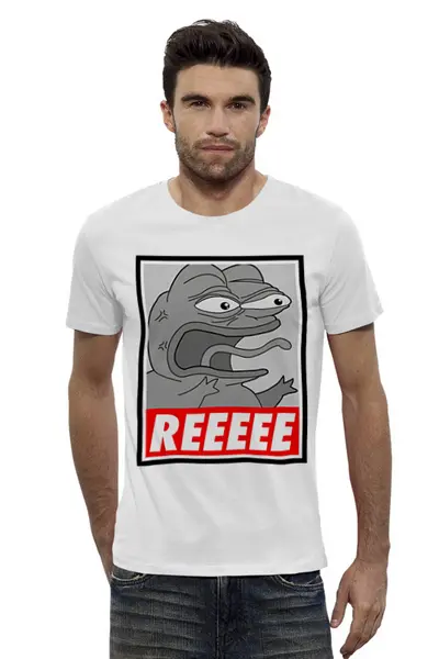 Заказать мужскую футболку в Москве. Футболка базовая Re Pepe от only_batman@mail.ru - готовые дизайны и нанесение принтов.