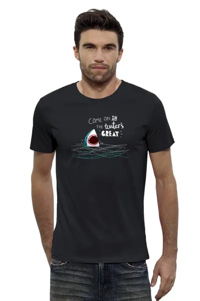 Заказать мужскую футболку в Москве. Футболка базовая Левая Акула от printik - готовые дизайны и нанесение принтов.